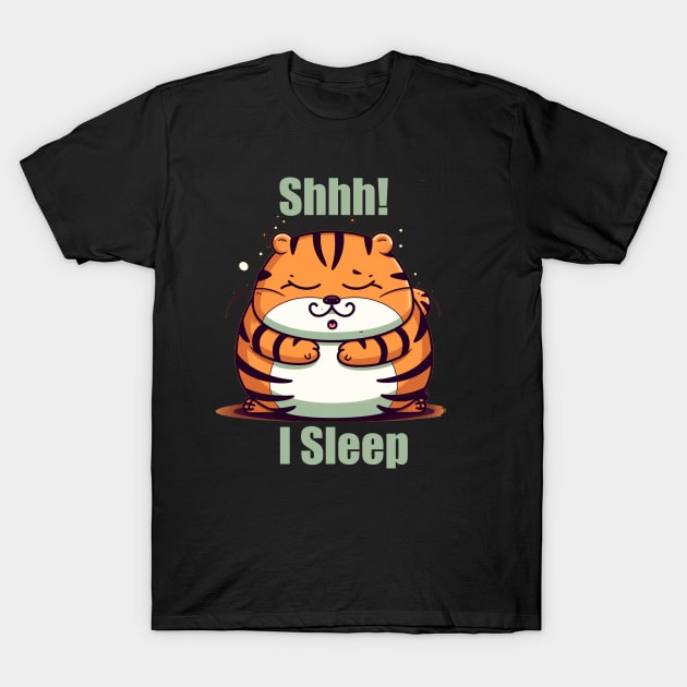 Kawaii Chubby Tiger, I Sleep T-Shirt by FrenArt